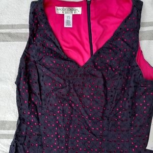 Never Worn Size 6 Maggy London Petites Pink & Navy Blue Dress